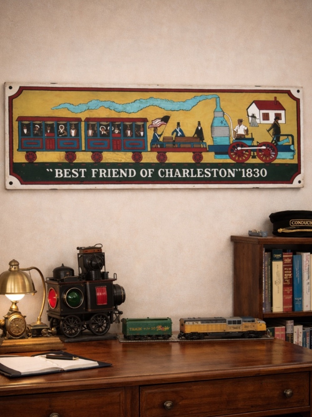Vintage Folk Art Train Wall Hanging ~ Best Friend of Charleston 1830